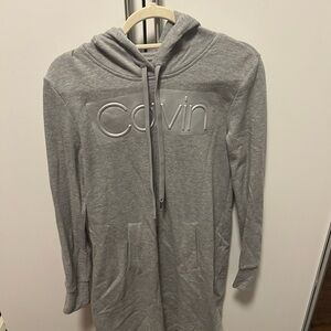 Calvin Klein Gray Hooded Sweatshirt Dress